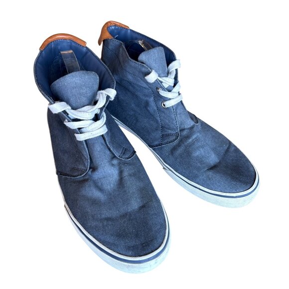 Ralph Lauren Other - Ralph Lauren Polo Talin Size 12 Sneakers High Top‎ Blue Canvas Boat Shoe EUC